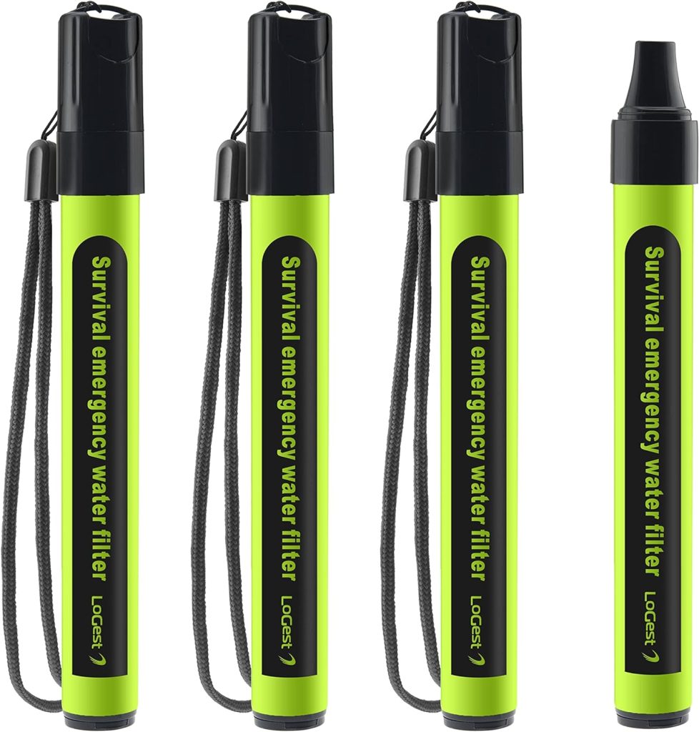 Logest 4 Pack Water Filter Straw - Portable, Compact, Multipurpose Water Purification Device for Emergency Kits, Outdoor Activities, Camping, Travel