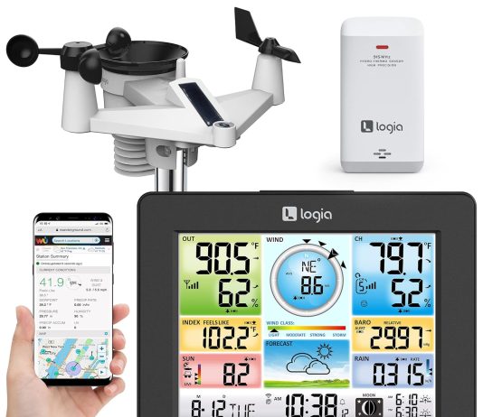 logia 7 in 1 wi fi weather station with solar indooroutdoor remote monitoring system temperature humidity wind speeddire