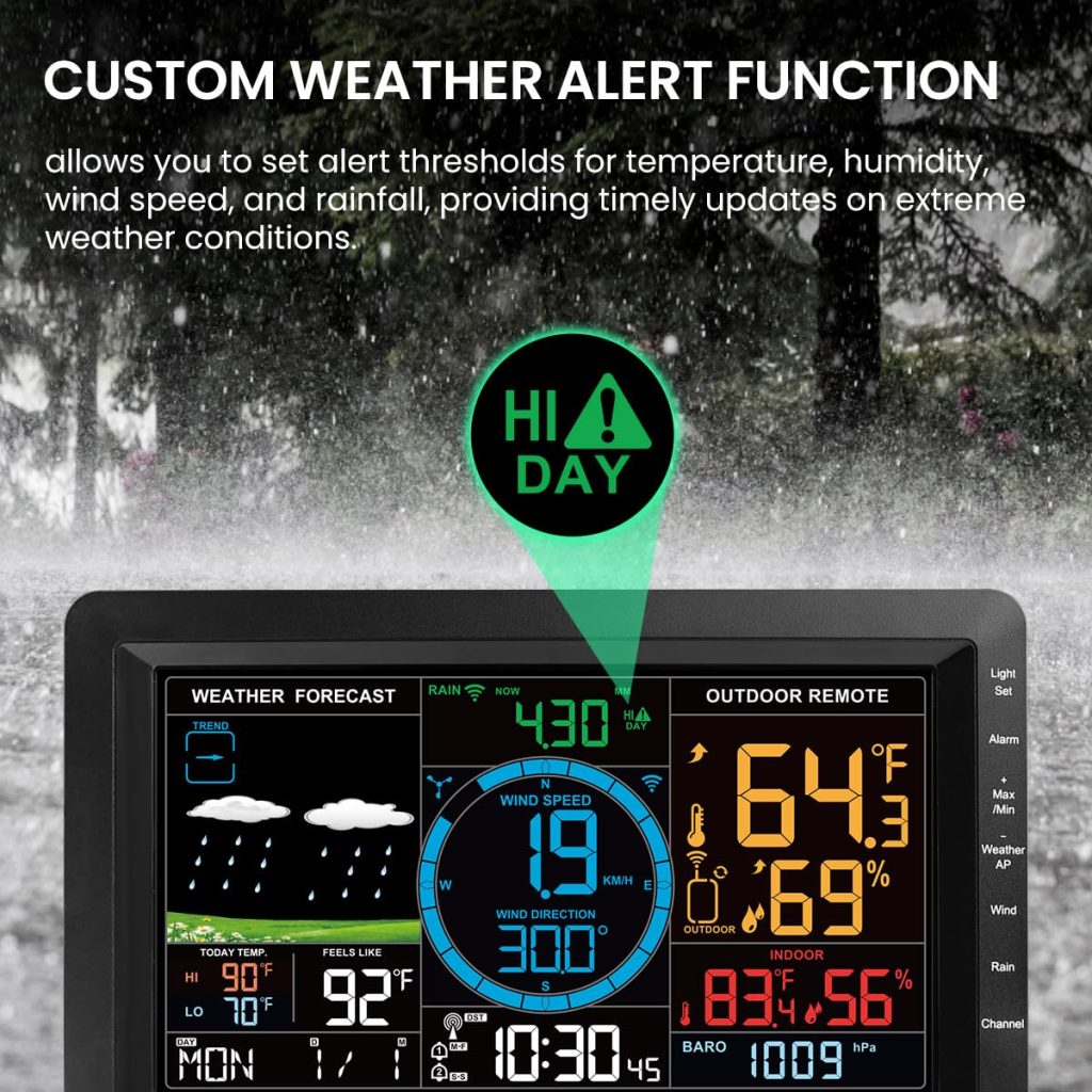 Newentor Weather Station Wireless Indoor Outdoor with Rain Gauge and Wind Speed, Professional Tempest Digital Weather Stations with Data Logging and Alerts, Weather Forecast, Solar Powered