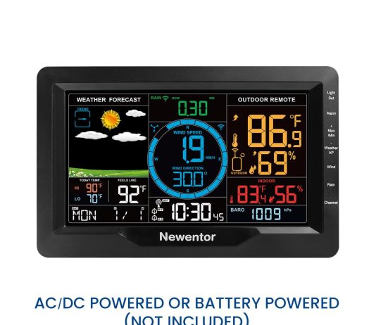 newentor weather station wireless indoor outdoor with rain gauge and wind speed professional tempest digital weather sta 2