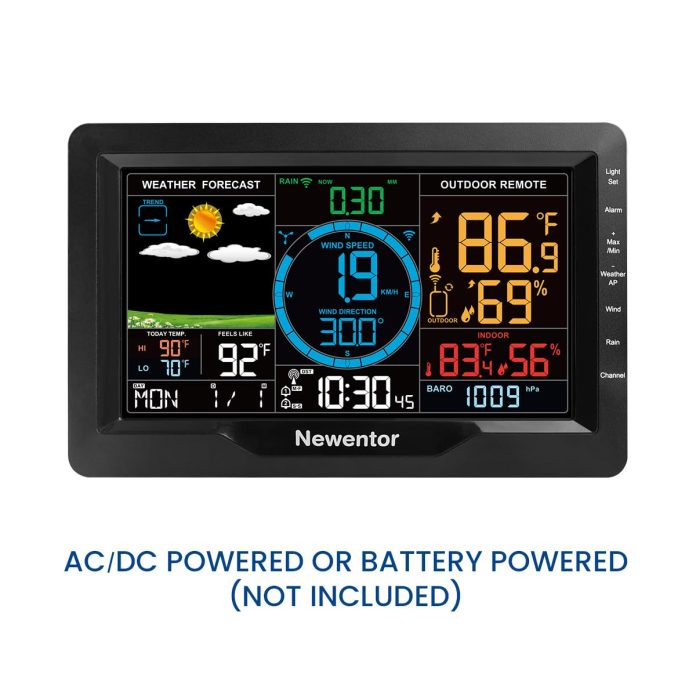 newentor weather station wireless indoor outdoor with rain gauge and wind speed professional tempest digital weather sta 2