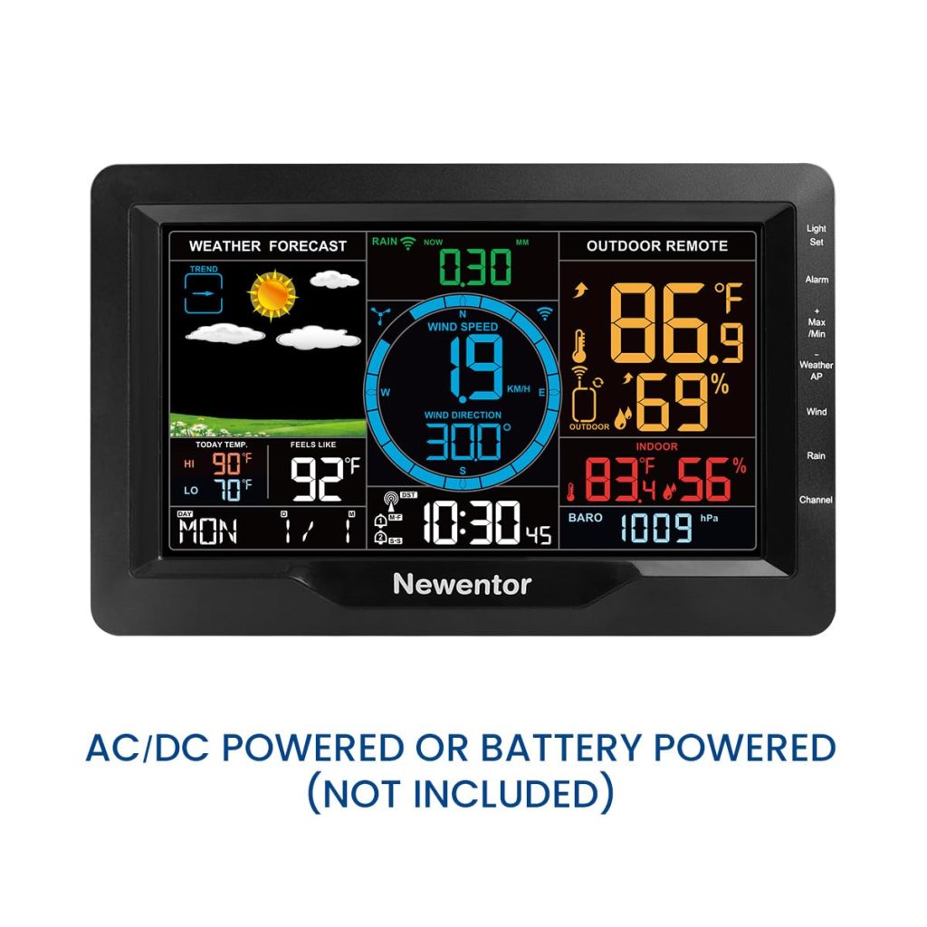 Newentor Weather Station Wireless Indoor Outdoor with Rain Gauge and Wind Speed, Professional Tempest Digital Weather Stations with Data Logging and Alerts, Weather Forecast, Solar Powered