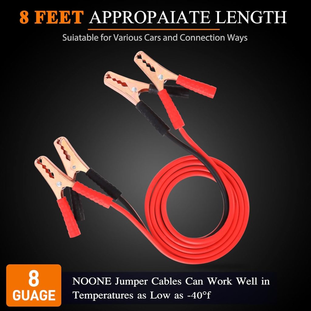 Noone Car Roadside Emergency Kit with Jumper Cables, Automobile Roadside Assistance Tool Kit, Waterproof Warning Light and Carry Case (Without Gloves)