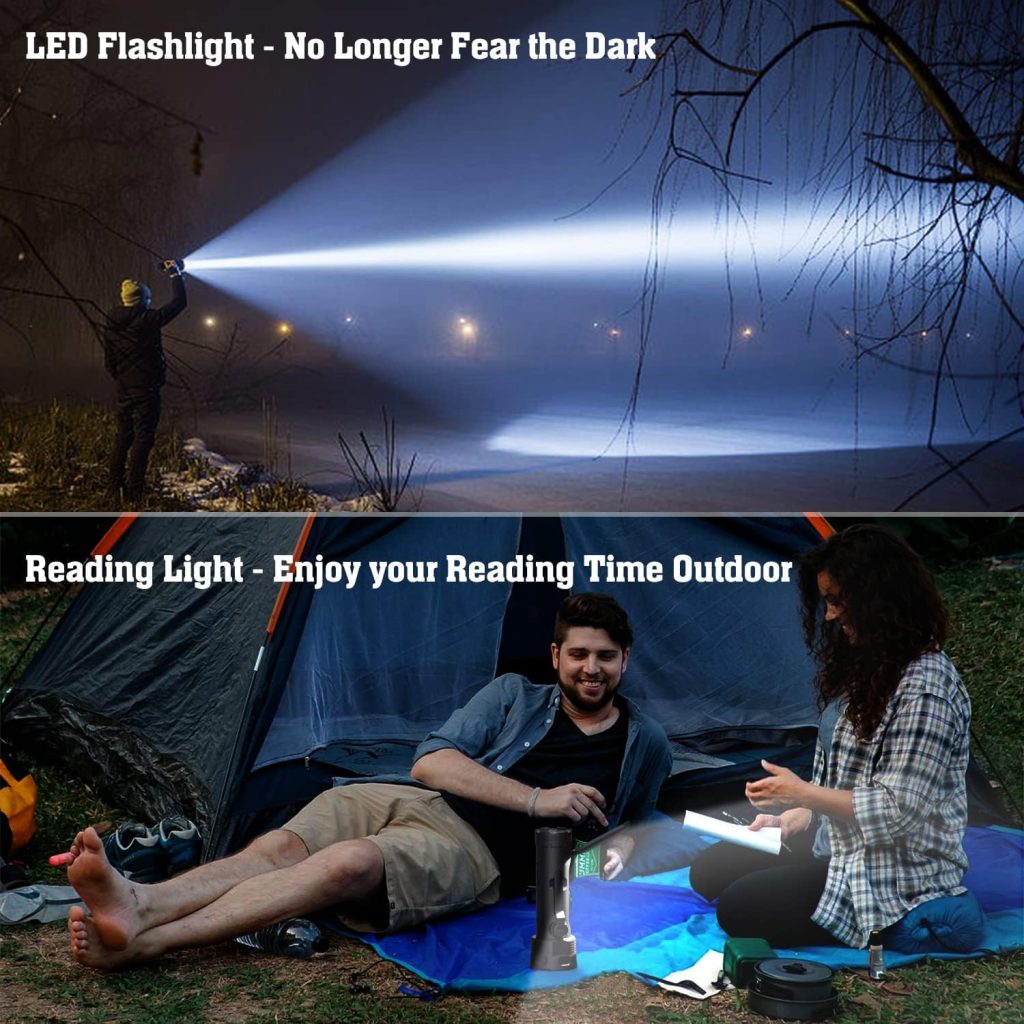 PPLEE Emergency Solar Hand Crank Radio with 5 LED Flashlight for Survival, NOAA/AM/FM Weather Alert Radio with Reading Lamp,Battery Operated,Portable Power Bank for Phone Charging,SOS Mode for Help