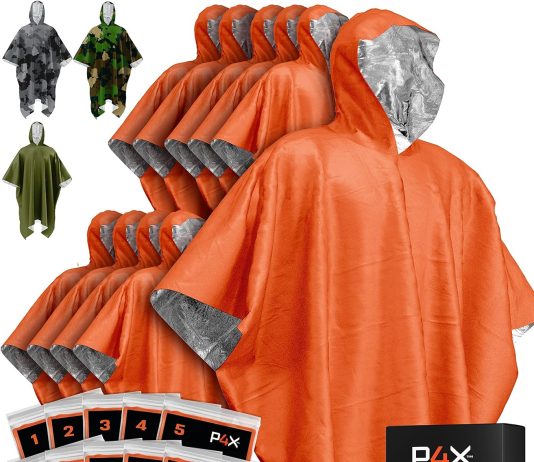 prepared4x emergency rain poncho with mylar blanket liner survival blankets for car heavy duty waterproof camping gear 1
