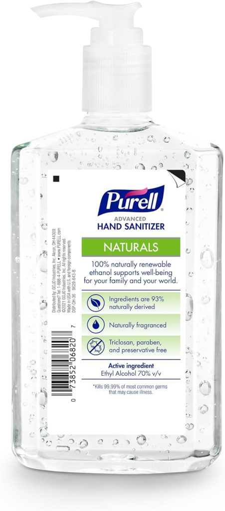 Purell Advanced Hand Sanitizer Naturals with Plant Based Alcohol, Citrus Scent, 12 fl oz Pump Bottle (Pack of 4), 3623-06-EC2