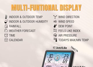 raddy vp7 weather station wireless indoor outdoor thermometer 74 digital color display atomic weather clock temperature 1 1