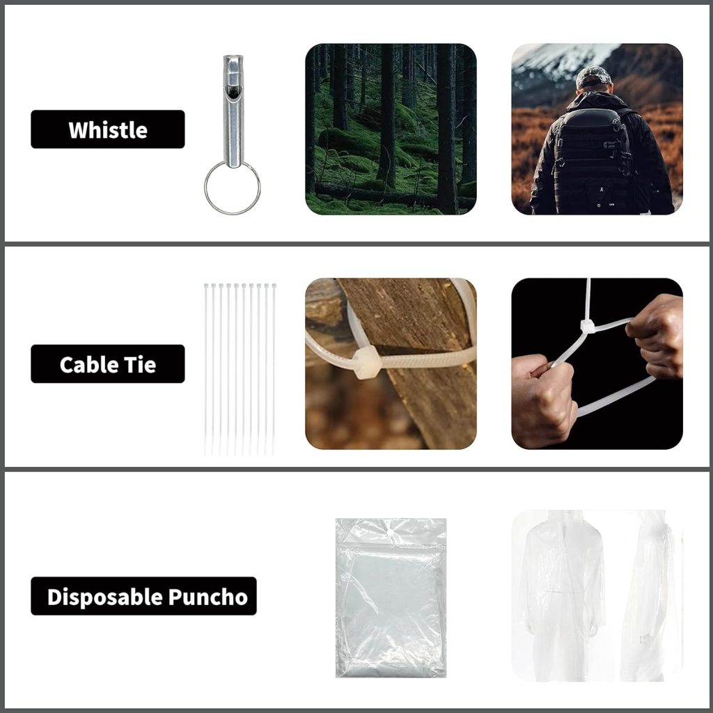 RHINO RESCUE Small First Aid Kit with Survival Tools, Emergency Care Bag for Car Camping Backpacking Hiking Hunting Black