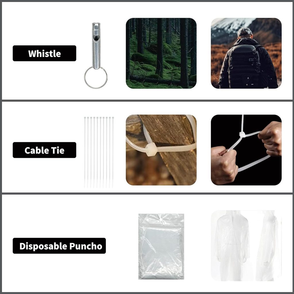 RHINO RESCUE Small First Aid Kit with Survival Tools, Emergency Care Bag for Car Camping Backpacking Hiking Hunting Black