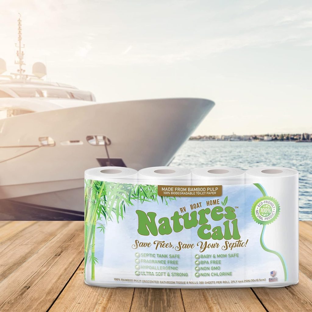 RVs, Boats  Home 100% Bamboo Toilet Paper by Natures Call - 2-Ply, Soft, Strong, Tank Safe  Quick Dissolve Camper Toilet Tissue - Marine, Camping  Travel Toilet Paper - FSC Certified (8 Rolls)