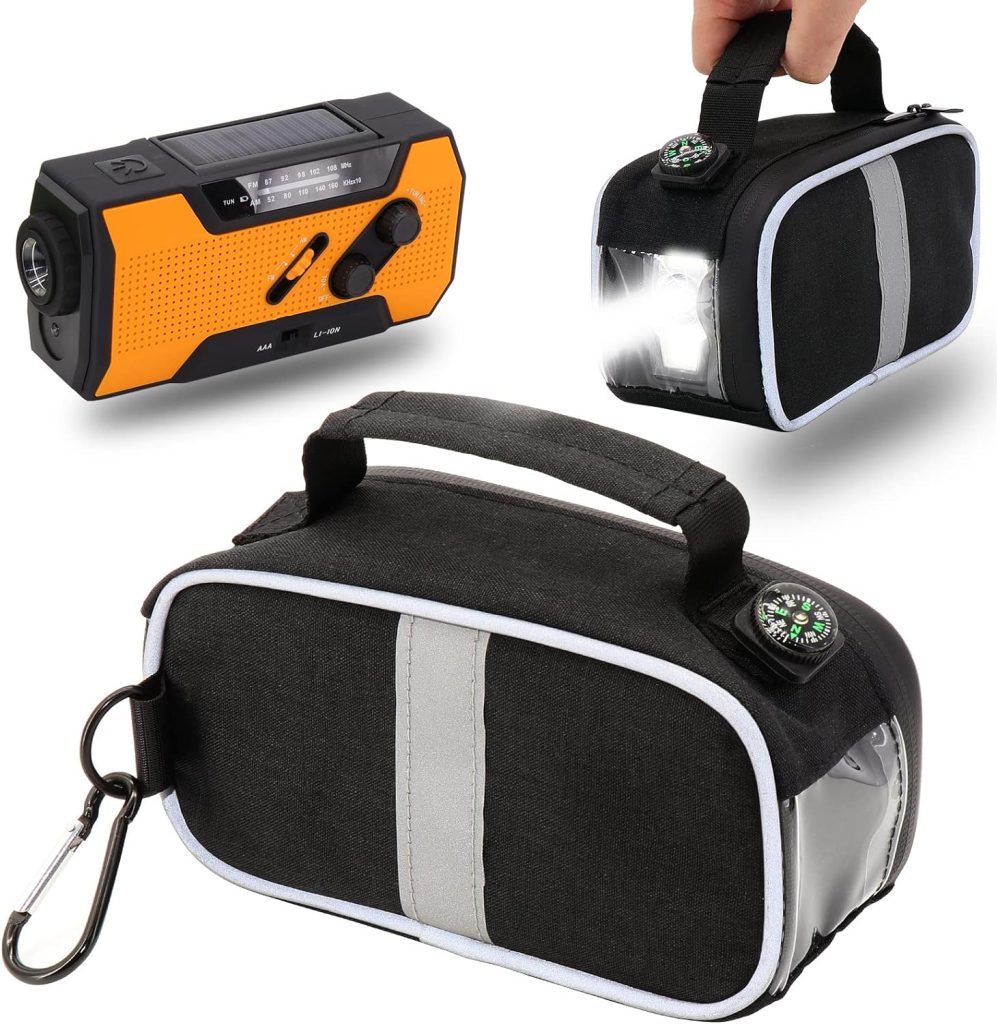 Soicpic Emergency Weather Radio Case for FosPower Model A1/for RunningSnail MD-090P, NOAA Weather Radio Stroage Bag with Compass (Case Only)