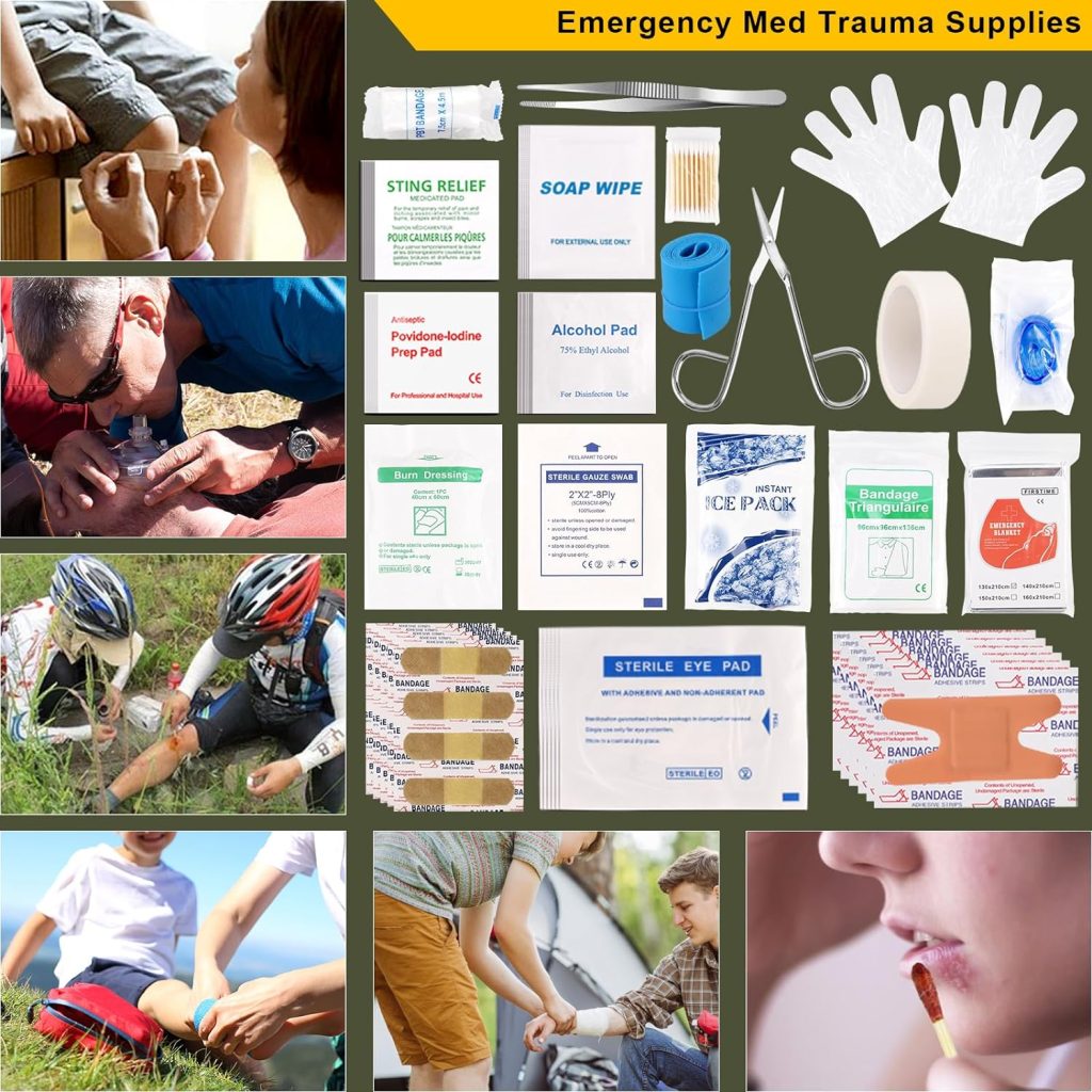 Survival Kit, 200 in 1, Gifts for Men Women Teenagers, Upgraded Survival First Aid Kit, Practical Tactical Gear Camping Tool Emergency Medical Supplies for Camping Hiking Fishing Home Office