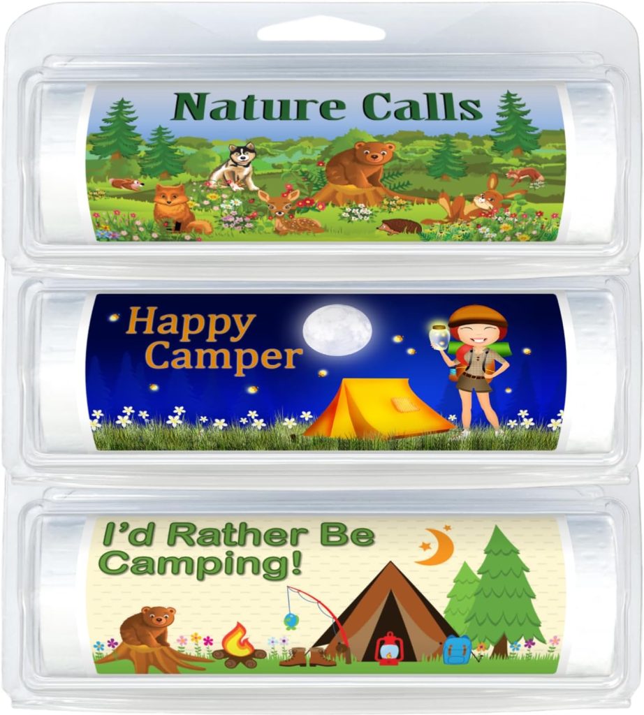 Themed Novelty Travel Camping Outdoors Toilet Paper TP Tissue To Go - Novelty Gift Sets (3-Pack) (3200 Happy Camper Gift Set)