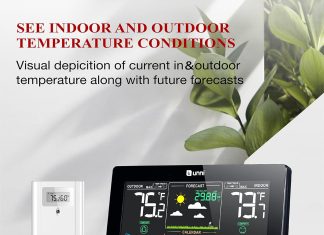 u unni weather station wireless indoor outdoor thermometer inside outside temperature humidity with calendar and adjusta 3