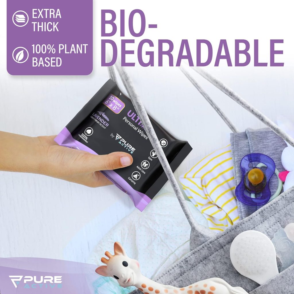 Ultimate Shower Travel Body and Face Wipes 120 Wipes 6x8, Biodegradable Personal Hygiene Body Cleansing Wipes for Men for After Gym Travel Camping Adult Bathing Wipes,Unscented