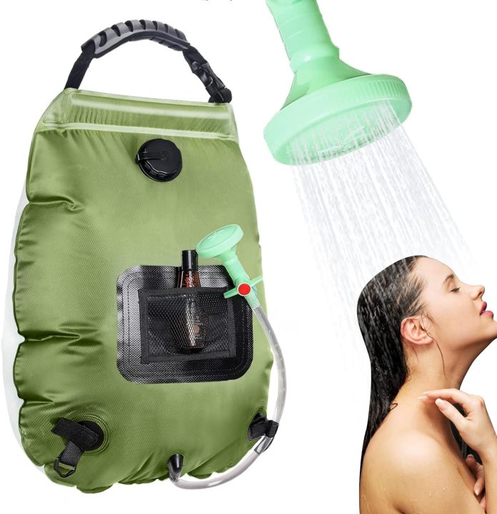 unniweei solar portable shower bag 5 gal20l solar heating camping shower bag with removable hoseon off switchable shower