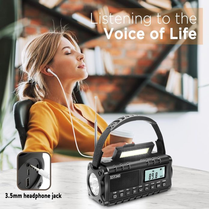 upgrade 10000mah emergency radio hand crank solar chargerbest portable battery operated amfmnoaa weather alert radio wit 4