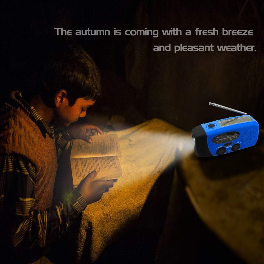 Upgraded Emergency Solar Weather Radio Hurricane Supplies Earthquake Kit Hand Crank Self Powered AM/FM/WB NOAA Wind up Survival Radios LED Flashlight 2000mAh Power Bank for iPhone Smart Phone (Red)