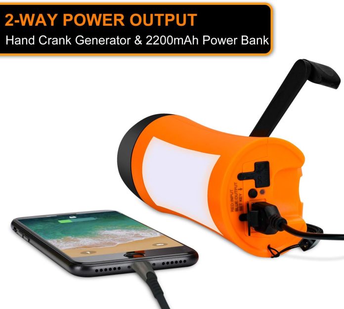 vfan rechargeable hand crank flashlightgeneratorusb charger for phone and emergency survival situations orange 3