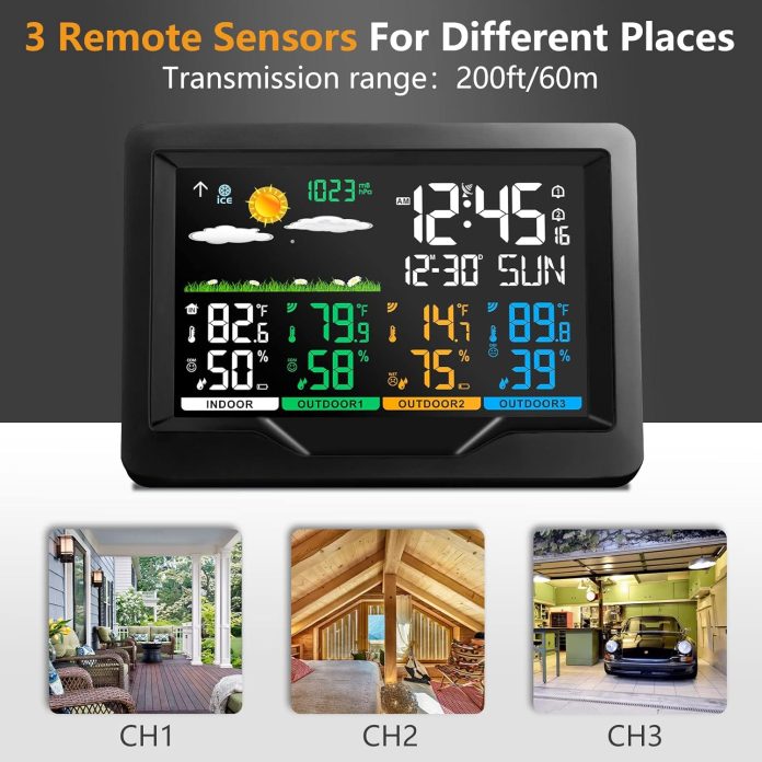 weather stations wireless indoor outdoor thermometers color display digital atomic clocks with indoor outdoor temperatur 3