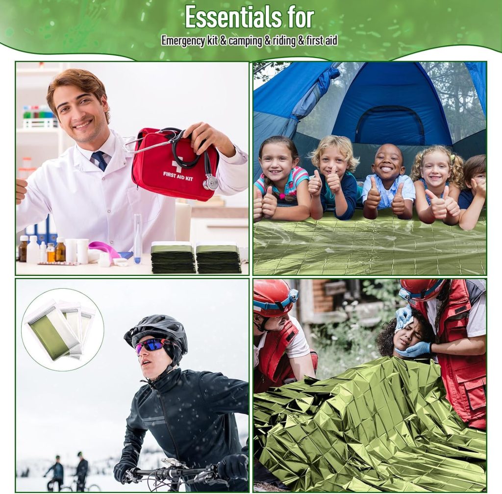 100 Pcs Emergency Blankets Bulk Foil Thermal Blankets for Survival 82x 51 Waterproof Space Blanket Lightweight Blankets Outdoors Survival Kit for Camping Hiking Homeless First Aid