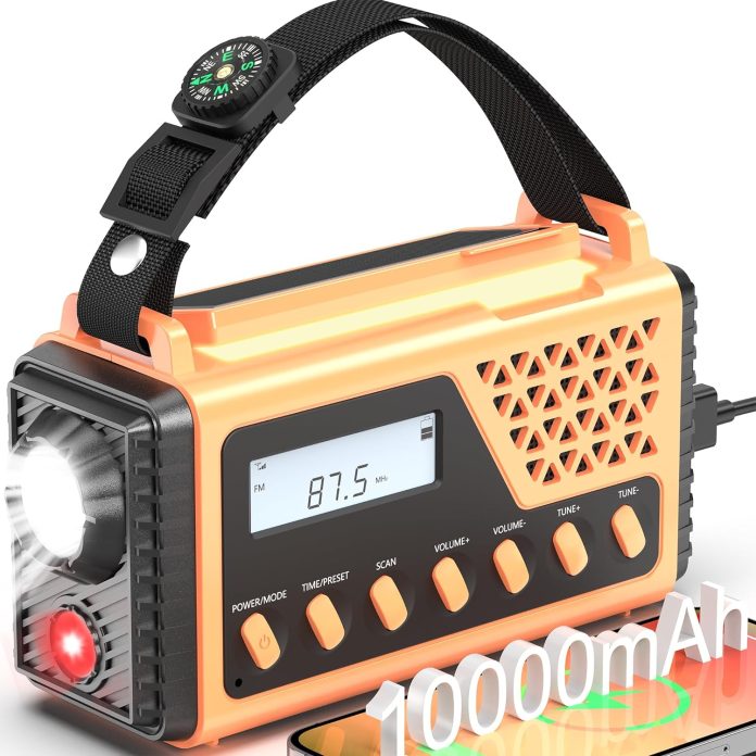 emergency weather radio 10000mahhand crank solar radio noaaamfmsw weather alert radio with bluetoothusb charged sos alar