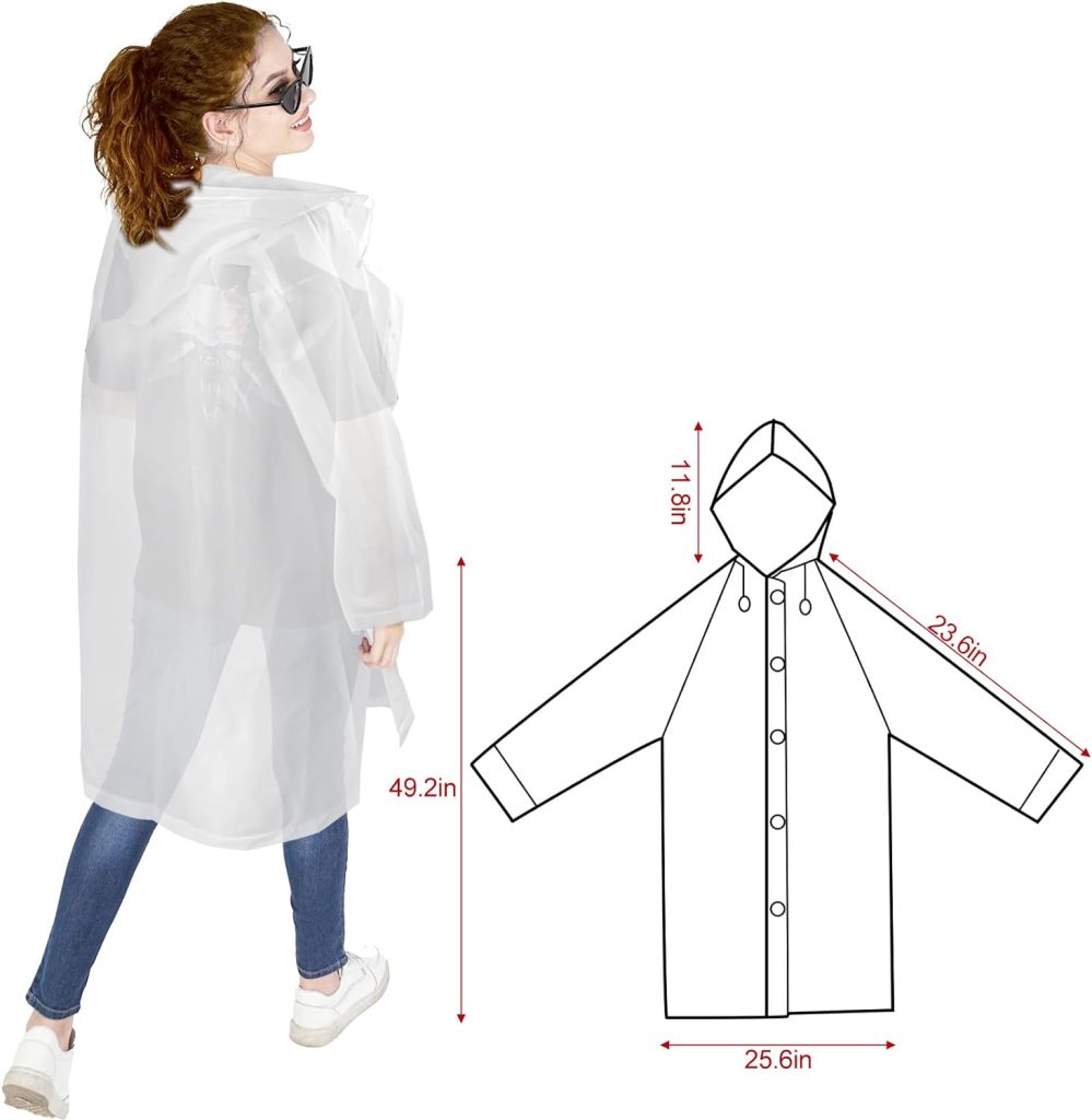 Reusable Raincoat for Adults, Emergency Survival Kit With Hoods And Sleeves, Rain Ponchos