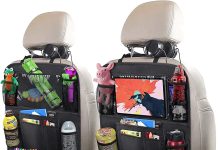 car backseat organizer with 10 table holder 9 storage pockets seat back protectors kick mats for kids toddlers travel ac