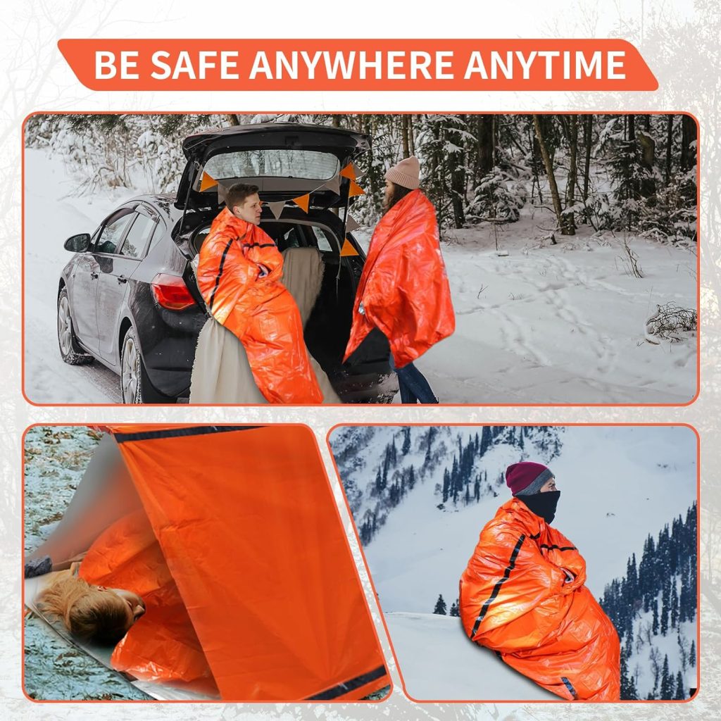 Frelaxy Emergency Tent Emergency Sleeping Bag Set, Survival Shelter  Emergency Bivy with Whistles, Paracord, Storage Pouches, and EVA Case, Perfect for Survival Kits