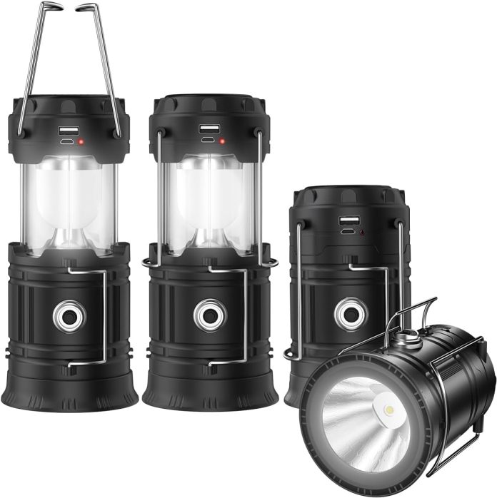 2023 upadte solar lantern flashlights charging for phone usb rechargeable led camping lantern collapsible portable for e