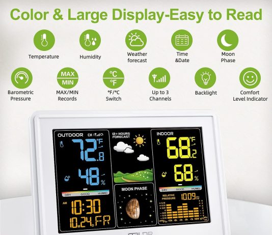 baldr weather station wireless indoor outdoor digital colorful thermometer with atomic clock wireless home weather stati 1