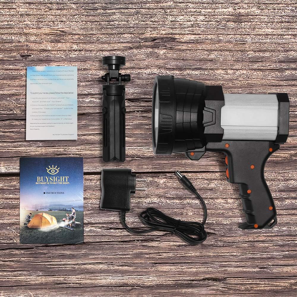 BUYSIGHT Rechargeable Spotlight,Spot Lights Hand held 1000,000 lumens Large Flashlight Handheld Spotlight Lightweight and Super Bright Flashlight (Aluminium_Alloy Golden)