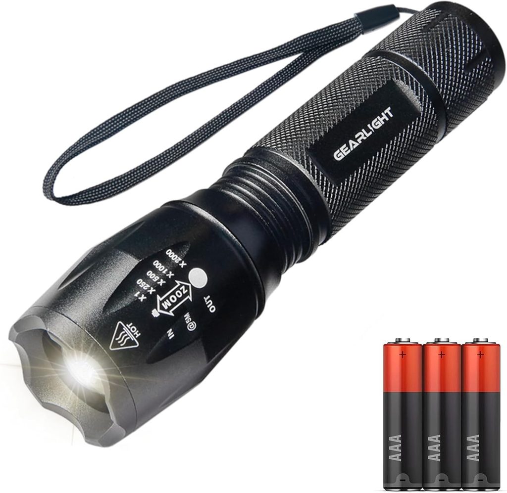 GearLight LED Flashlights - Mini Camping Flashlights with High Lumens, 5 Modes, Zoomable Beam - Powerful, Bright, and Versatile Tactical Flash Light for Outdoor and Home Use
