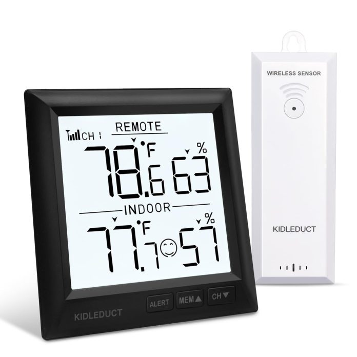 indoor outdoor thermometer wireless battery powered high precision inside outside humidity temperature with alert 10s ba 2