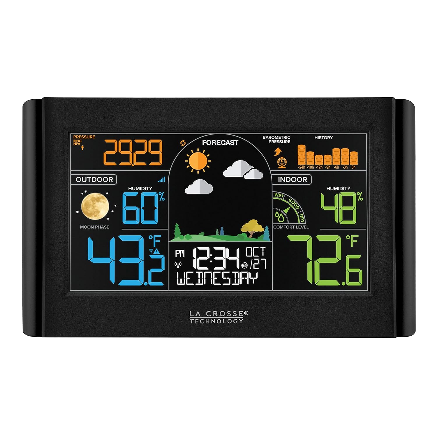 La Crosse Technology 308-27937-INT Wireless Color Weather Station with Bonus Display, Black