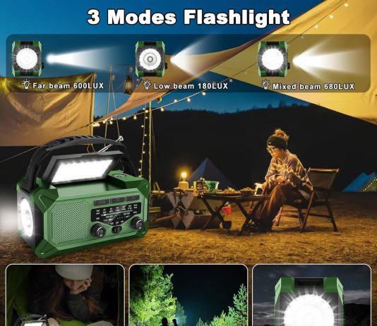 10000mah emergency weather radio with solar charging hand crank radio solar radio portable radio amfmnoaa radio led flas 1