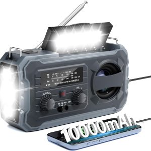 BrandName Hand Crank Emergency Radio, 10000mAh Weather Radio with AM/FM/NOAA, Solar Power