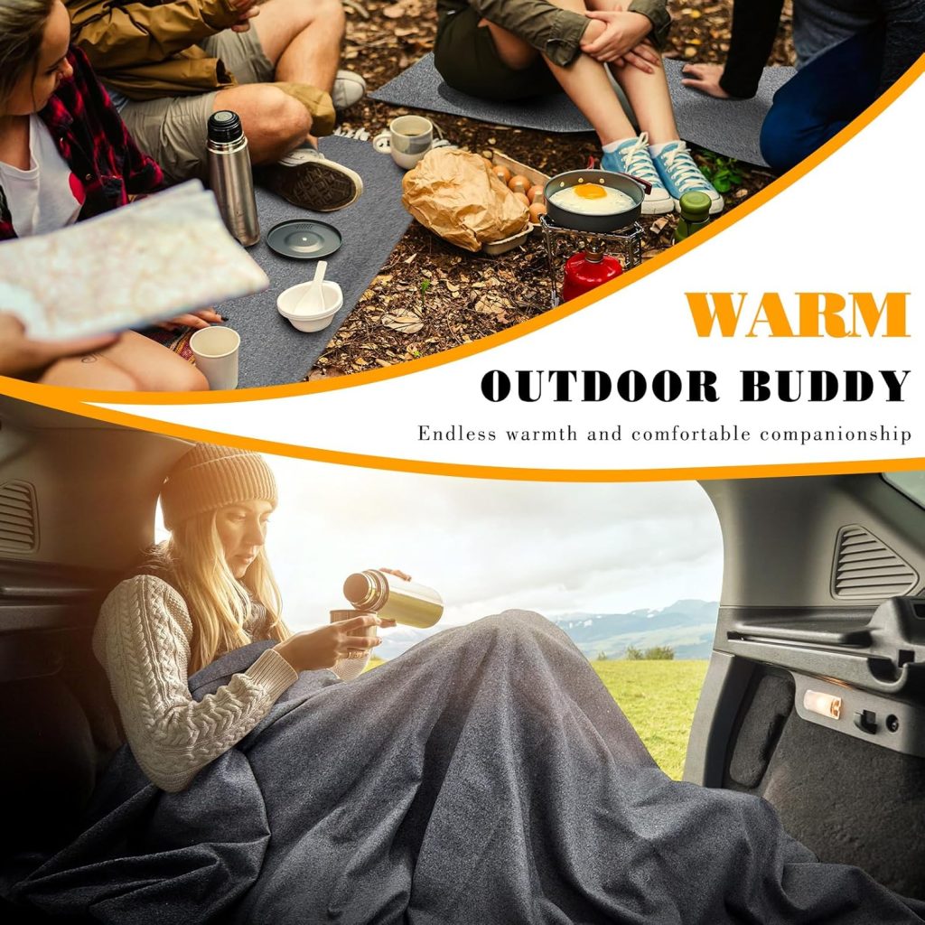 Taiyin 4 Pcs 79 x 59 Military Wool Blanket Camping Blanket for Sleeping Washable Warm Thick for Cold Weather Sporting Events Everyday Use Outdoors Survival Kits in Winter 2.43 Lbs Grey