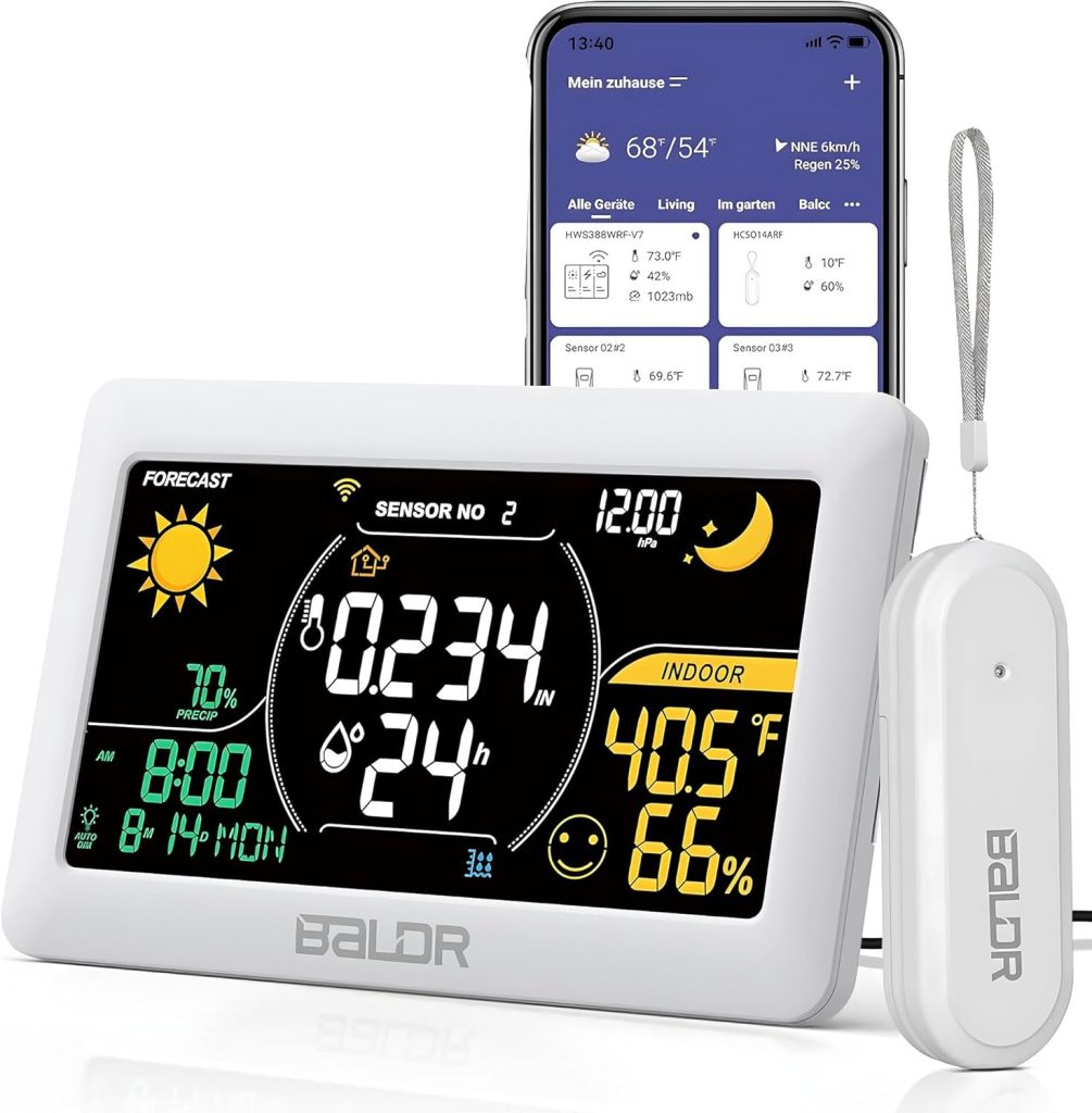 BALDR WiFi Weather Station with App, Wireless Indoor Outdoor Thermometer with Humidity Monitor, Online Real-time Forecast, Smart Home Weather Stations, One Temperature Sensor Included, White BALDR WiFi Weather Station with App, Wireless Indoor Outdoor Thermometer with Humidity Monitor, Online Real-time Forecast, Smart Home Weather Stations, One Temperature Sensor Included, White