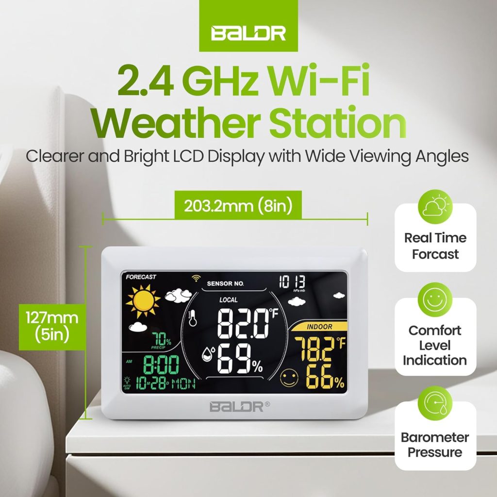 BALDR WiFi Weather Station with App, Wireless Indoor Outdoor Thermometer with Humidity Monitor, Online Real-time Forecast, Smart Home Weather Stations, One Temperature Sensor Included, White BALDR WiFi Weather Station with App, Wireless Indoor Outdoor Thermometer with Humidity Monitor, Online Real-time Forecast, Smart Home Weather Stations, One Temperature Sensor Included, White