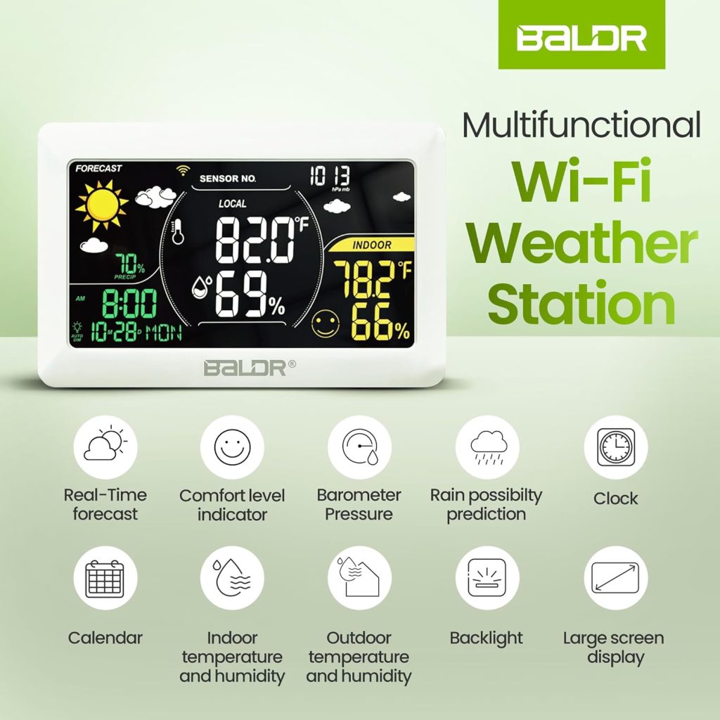 BALDR WiFi Weather Station with App, Wireless Indoor Outdoor Thermometer with Humidity Monitor, Online Real-time Forecast, Smart Home Weather Stations, One Temperature Sensor Included, White BALDR WiFi Weather Station with App, Wireless Indoor Outdoor Thermometer with Humidity Monitor, Online Real-time Forecast, Smart Home Weather Stations, One Temperature Sensor Included, White