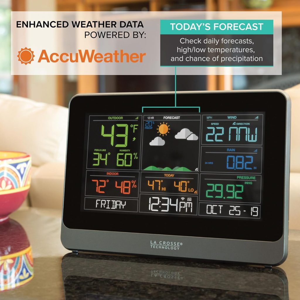 La Crosse Technology 328-10618-INT Wireless WiFi Professional Weather Center, Black