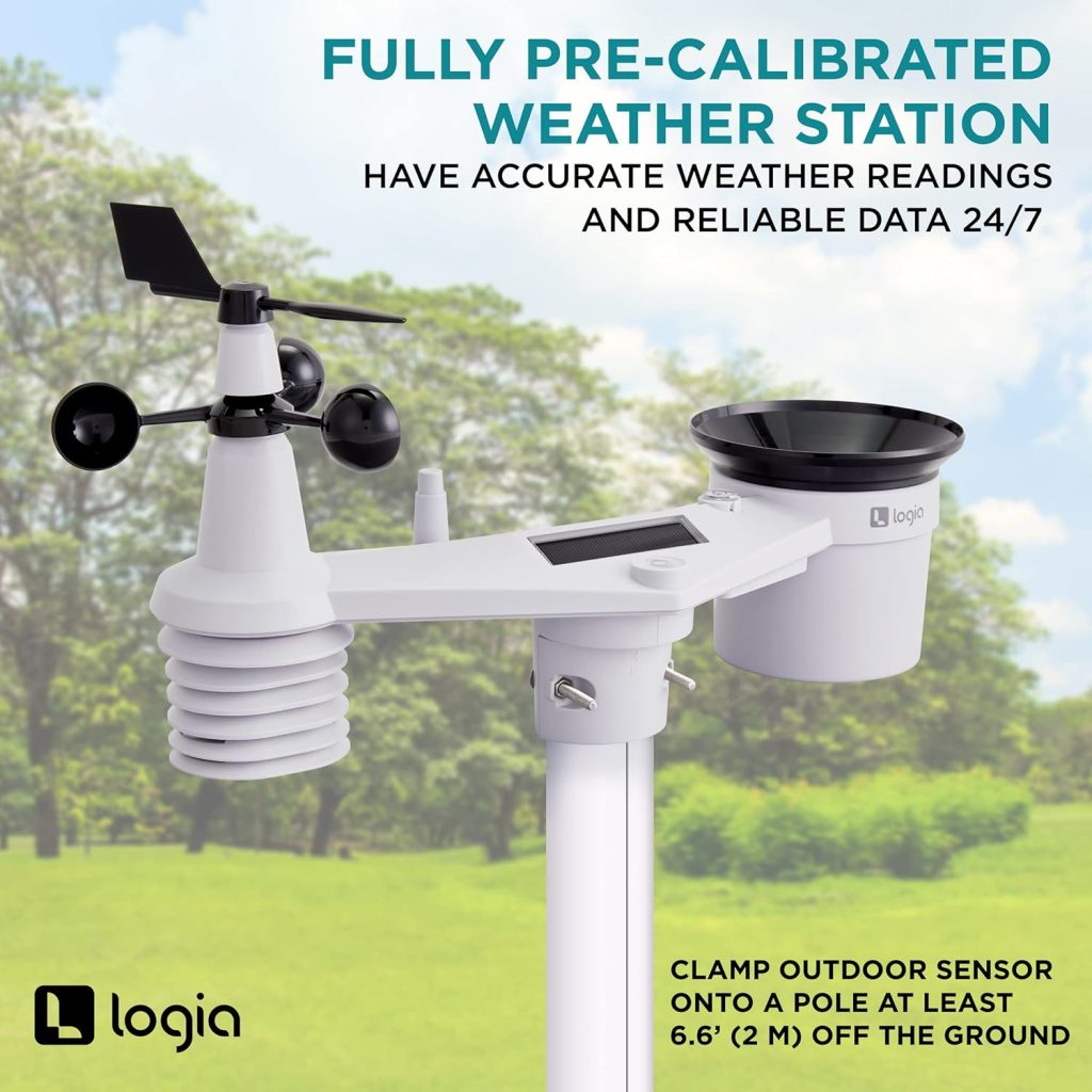 Logia 17-in-1 Wi-Fi Wireless Weather Station with 7-in-1 Outdoor Solar Sensor Array, Indoor/Outdoor Temperature, Humidity, Wind Speed/Direction, Rain, UV  More with Forecast Data, Alerts Logia 17-in-1 Wi-Fi Wireless Weather Station with 7-in-1 Outdoor Solar Sensor Array, Indoor/Outdoor Temperature, Humidity, Wind Speed/Direction, Rain, UV  More with Forecast Data, Alerts