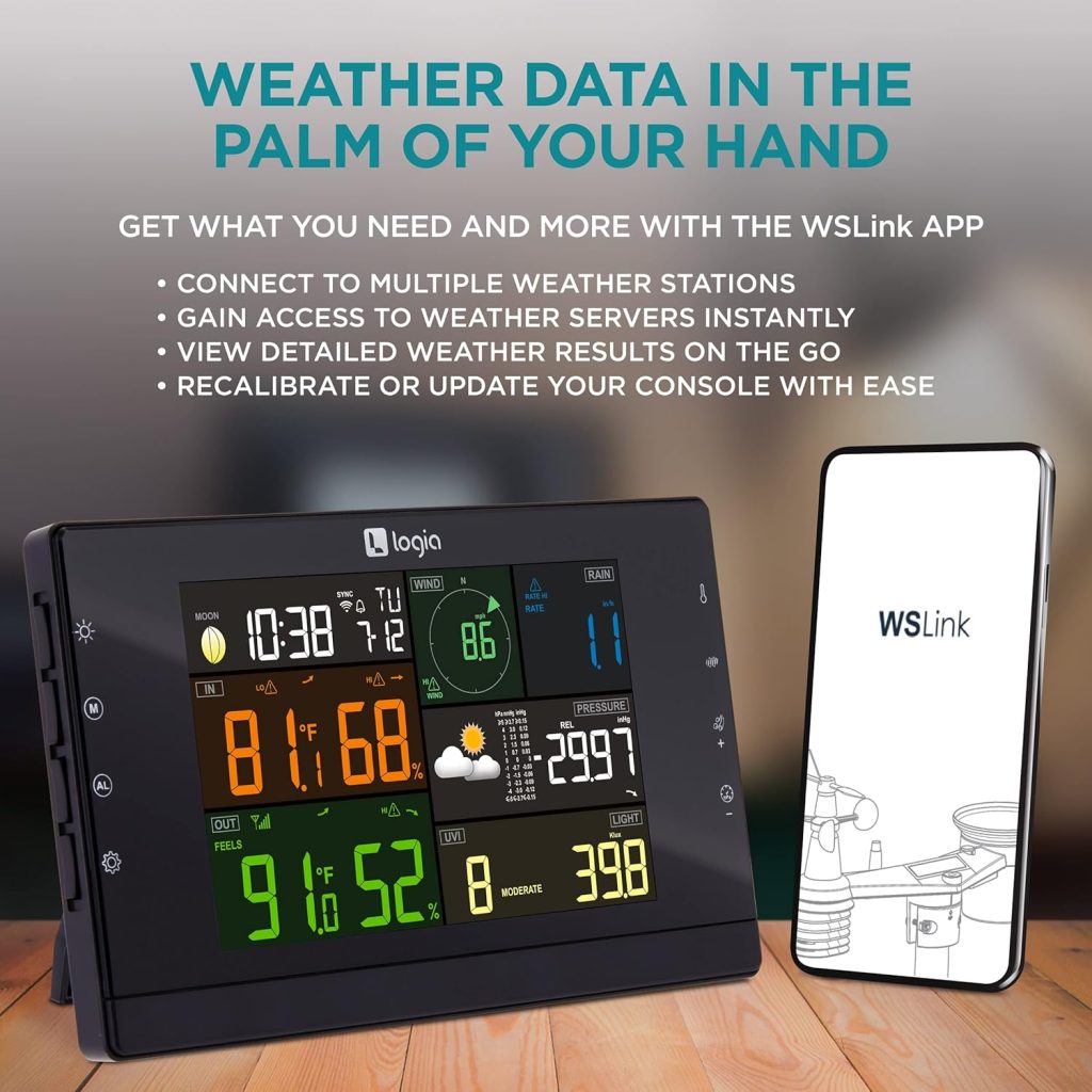 Logia 17-in-1 Wi-Fi Wireless Weather Station with 7-in-1 Outdoor Solar Sensor Array, Indoor/Outdoor Temperature, Humidity, Wind Speed/Direction, Rain, UV  More with Forecast Data, Alerts Logia 17-in-1 Wi-Fi Wireless Weather Station with 7-in-1 Outdoor Solar Sensor Array, Indoor/Outdoor Temperature, Humidity, Wind Speed/Direction, Rain, UV  More with Forecast Data, Alerts