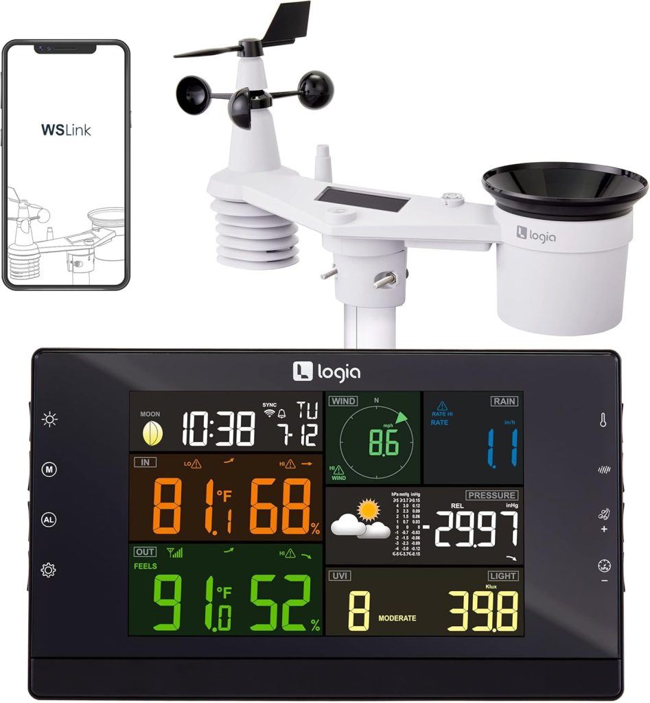 Logia 17-in-1 Wi-Fi Wireless Weather Station with 7-in-1 Outdoor Solar Sensor Array, Indoor/Outdoor Temperature, Humidity, Wind Speed/Direction, Rain, UV  More with Forecast Data, Alerts Logia 17-in-1 Wi-Fi Wireless Weather Station with 7-in-1 Outdoor Solar Sensor Array, Indoor/Outdoor Temperature, Humidity, Wind Speed/Direction, Rain, UV  More with Forecast Data, Alerts