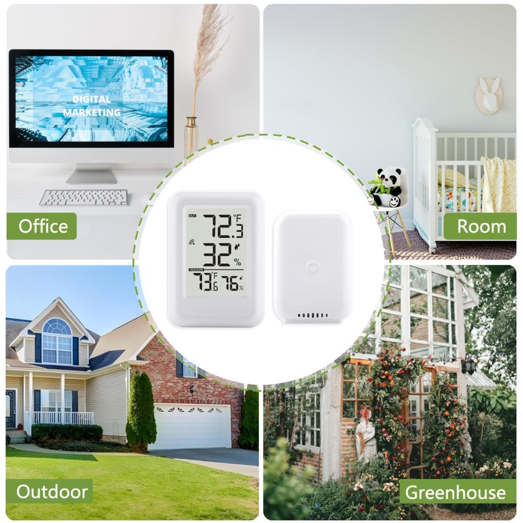 Digital Indoor Outdoor Thermometer Hygrometer Wireless Weather Station, Temperature Humidity Monitor with 328ft Range Remote Sensor, ℃/℉ Switch for Home, School, Office, Bedroom, Baby Room (Type A) Digital Indoor Outdoor Thermometer Hygrometer Wireless Weather Station, Temperature Humidity Monitor with 328ft Range Remote Sensor, ℃/℉ Switch for Home, School, Office, Bedroom, Baby Room (Type A)