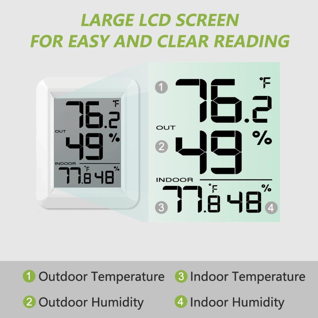 Digital Indoor Outdoor Thermometer Hygrometer Wireless Weather Station, Temperature Humidity Monitor with 328ft Range Remote Sensor, ℃/℉ Switch for Home, School, Office, Bedroom, Baby Room (Type A) Digital Indoor Outdoor Thermometer Hygrometer Wireless Weather Station, Temperature Humidity Monitor with 328ft Range Remote Sensor, ℃/℉ Switch for Home, School, Office, Bedroom, Baby Room (Type A)