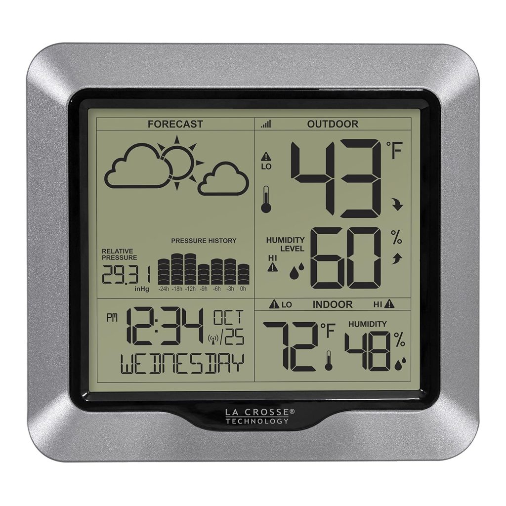 La Crosse Technology Advanced Wireless Weather Station: Dynamic Icons, Barometric Pressure, Atomic Time, Temperature/Humidity Gauge, Recording, Stylish Display, Fast Reception  Long Range (330 Feet)