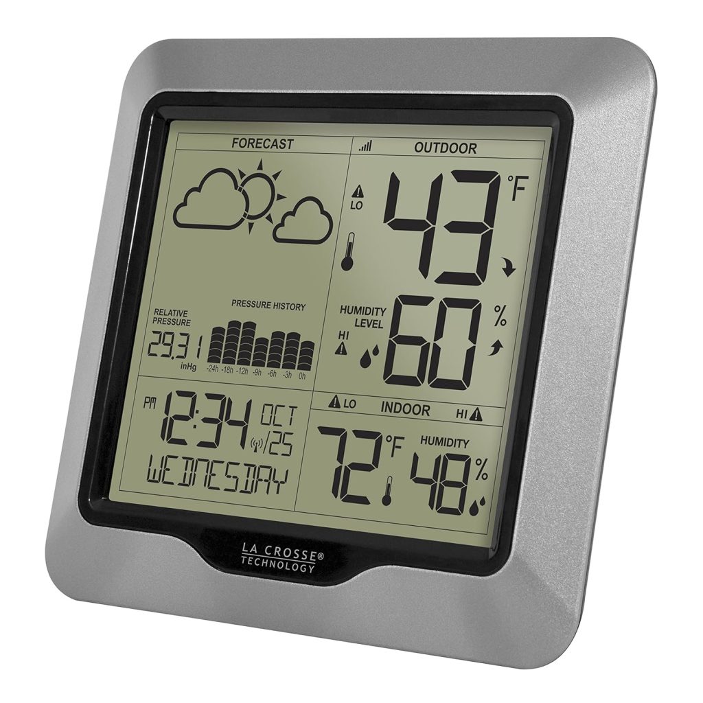 La Crosse Technology Advanced Wireless Weather Station: Dynamic Icons, Barometric Pressure, Atomic Time, Temperature/Humidity Gauge, Recording, Stylish Display, Fast Reception  Long Range (330 Feet)