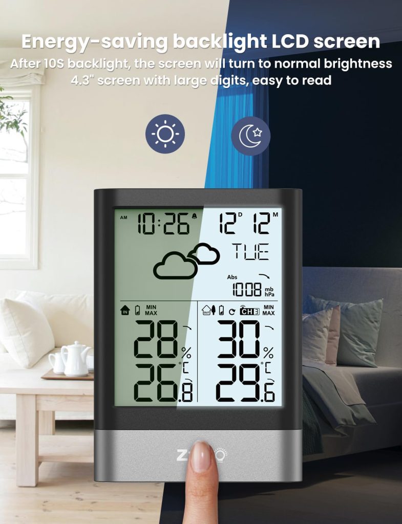 LIORQUE Weather Station Wireless Indoor Outdoor, Digital Weather Thermometer, Temperature, Air Pressure, Humidity Monitor, Weather Forecast with LCD Backlight, Alarm Clock with Outdoor Sensor LIORQUE Weather Station Wireless Indoor Outdoor, Digital Weather Thermometer, Temperature, Air Pressure, Humidity Monitor, Weather Forecast with LCD Backlight, Alarm Clock with Outdoor Sensor